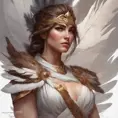 Alluring matte portrait of a beautiful Kassandra wearing feathers, 8k, Highly Detailed, Intricate, Half Body, Realistic, Sharp Focus, Volumetric Lighting, Fantasy, Elegant by Stanley Artgerm Lau, Alphonse Mucha, WLOP