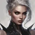 Alluring matte portrait of a fierce beautiful Quinn in black, 8k, Highly Detailed, Intricate, Half Body, Realistic, Sharp Focus, Volumetric Lighting, Fantasy, Elegant by Stanley Artgerm Lau, WLOP, Stefan Kostic