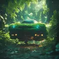 Studio ghibli, rocket explosion, jungle, solar, green technology, optimist future, 8k, Bokeh effect, Cinematic Lighting, Octane Render, Iridescence, Volumetric Lighting, Vibrant by Beeple, Asher Brown Durand, Dan Mumford, Greg Rutkowski, WLOP