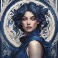 Alluring matte portrait of a beautiful A2 wearing dark blue, 8k, Highly Detailed, Intricate, Half Body, Realistic, Sharp Focus, Volumetric Lighting, Fantasy, Elegant by Stanley Artgerm Lau, Alphonse Mucha, WLOP, Stefan Kostic