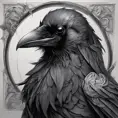 Raven, Highly Detailed, Intricate, Color Splash, Ink Art, Fantasy, Dark by Stanley Artgerm Lau