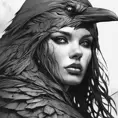 Raven, Highly Detailed, Intricate, Color Splash, Ink Art, Fantasy, Dark by Stanley Artgerm Lau