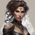 Alluring matte portrait of a beautiful Kassandra wearing black leather, 8k, Highly Detailed, Intricate, Half Body, Realistic, Sharp Focus, Volumetric Lighting, Fantasy, Elegant by Stanley Artgerm Lau, Alphonse Mucha, WLOP, Stefan Kostic