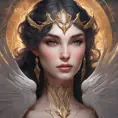 Alluring matte portrait of a beautiful Morgana with wings, 8k, Highly Detailed, Intricate, Half Body, Realistic, Sharp Focus, Volumetric Lighting, Fantasy, Elegant by Stanley Artgerm Lau, Alphonse Mucha, WLOP