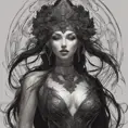 Alluring matte portrait of the beautiful goddess of death Ker in black, 8k, Highly Detailed, Intricate, Realistic, Sharp Focus, Volumetric Lighting, Fantasy, Elegant by Stanley Artgerm Lau, Alphonse Mucha, WLOP