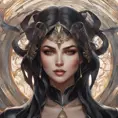 Alluring matte portrait of a beautiful Sona wearing black leather, 8k, Highly Detailed, Intricate, Half Body, Realistic, Sharp Focus, Volumetric Lighting, Fantasy, Elegant by Stanley Artgerm Lau, Alphonse Mucha, WLOP