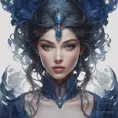 Alluring matte portrait of a beautiful A2 wearing dark blue, 8k, Highly Detailed, Intricate, Half Body, Realistic, Sharp Focus, Volumetric Lighting, Fantasy, Elegant by Stanley Artgerm Lau, Alphonse Mucha, WLOP, Stefan Kostic