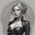 Alluring matte portrait of a beautiful A2 in black leather, 8k, Highly Detailed, Intricate, Half Body, Realistic, Sharp Focus, Volumetric Lighting, Fantasy, Elegant by Stanley Artgerm Lau, Alphonse Mucha, WLOP, Stefan Kostic