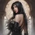 Alluring matte portrait of a beautiful veiled Tifa Lockhart wearing a black veil, 8k, Highly Detailed, Intricate, Half Body, Realistic, Sharp Focus, Volumetric Lighting, Fantasy, Elegant by Stanley Artgerm Lau, Alphonse Mucha, WLOP