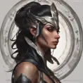 Alluring matte portrait of a beautiful Sivir wearing black leather, 8k, Highly Detailed, Intricate, Half Body, Realistic, Sharp Focus, Volumetric Lighting, Fantasy, Elegant by Stanley Artgerm Lau, Alphonse Mucha, WLOP