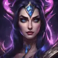 Alluring matte portrait of a beautiful Morgana from League of Legends in the style of Stefan Kostic, 8k, High Definition, Highly Detailed, Intricate, Half Body, Realistic, Sharp Focus, Fantasy, Elegant