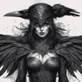 Raven, Highly Detailed, Intricate, Color Splash, Ink Art, Fantasy, Dark by Stanley Artgerm Lau