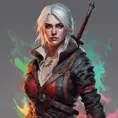 Ciri from The Witcher in Assassin's Creed style, Highly Detailed, Vibrant Colors, Ink Art, Fantasy, Dark by WLOP