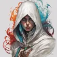 White hooded female assassin from Assassin's Creed, Highly Detailed, Vibrant Colors, Ink Art, Fantasy, Dark by Peter Mohrbacher