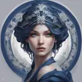 Alluring matte portrait of a beautiful A2 wearing dark blue, 8k, Highly Detailed, Intricate, Half Body, Realistic, Sharp Focus, Volumetric Lighting, Fantasy, Elegant by Stanley Artgerm Lau, Alphonse Mucha, WLOP, Stefan Kostic