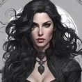 Alluring matte portrait of a fierce beautiful Yennefer in black, 8k, Highly Detailed, Intricate, Half Body, Realistic, Sharp Focus, Volumetric Lighting, Fantasy, Elegant by Stanley Artgerm Lau, Alphonse Mucha, WLOP, Stefan Kostic