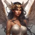 Alluring matte portrait of a beautiful Nidalee with wings, 8k, Highly Detailed, Intricate, Half Body, Realistic, Sharp Focus, Volumetric Lighting, Fantasy, Elegant by Stanley Artgerm Lau, Alphonse Mucha, WLOP