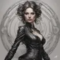 Alluring matte portrait of a beautiful A2 in black leather, 8k, Highly Detailed, Intricate, Half Body, Realistic, Sharp Focus, Volumetric Lighting, Fantasy, Elegant by Stanley Artgerm Lau, Alphonse Mucha, WLOP, Stefan Kostic