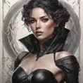 Alluring matte portrait of a beautiful Vex wearing black leather, 8k, Highly Detailed, Intricate, Half Body, Realistic, Sharp Focus, Volumetric Lighting, Fantasy, Elegant by Stanley Artgerm Lau, Alphonse Mucha, WLOP