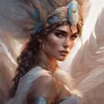 Alluring matte portrait of a beautiful Kassandra wearing feathers, 8k, Highly Detailed, Intricate, Half Body, Realistic, Sharp Focus, Volumetric Lighting, Fantasy, Elegant by Stanley Artgerm Lau, Alphonse Mucha, WLOP