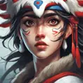 Alluring portrait of princess mononoke, 4k, 4k resolution, 8k, Hyper Detailed, Anime by Stanley Artgerm Lau, Stefan Kostic