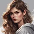 Anime portrait of Kaia Gerber, Highly Detailed, Intricate, Artstation, Beautiful, Digital Painting, Sharp Focus, Concept Art, Elegant