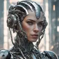 Alluring highly detailed matte portrait of a beautiful cyborg in the style of Stefan Kostic, 8k, High Definition, Highly Detailed, Intricate, Half Body, Realistic, Sharp Focus, Fantasy, Elegant