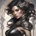 Alluring matte portrait of the beautiful Fiora in black, 8k, Highly Detailed, Intricate, Realistic, Sharp Focus, Volumetric Lighting, Fantasy, Elegant by Stanley Artgerm Lau, Alphonse Mucha, WLOP, Stefan Kostic