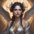 Alluring matte portrait of a beautiful Morgana with wings, 8k, Highly Detailed, Intricate, Half Body, Realistic, Sharp Focus, Volumetric Lighting, Fantasy, Elegant by Stanley Artgerm Lau, Alphonse Mucha, WLOP