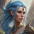 D&D concept art of gorgeous elven woman with blue hair in the style of Stefan Kostic, 8k, High Definition, Highly Detailed, Intricate, Half Body, Realistic, Sharp Focus, Fantasy, Elegant by Stanley Artgerm Lau, Luis Ricardo Falero