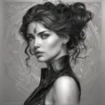 Alluring matte portrait of a beautiful A2 in black leather, 8k, Highly Detailed, Intricate, Half Body, Realistic, Sharp Focus, Volumetric Lighting, Fantasy, Elegant by Stanley Artgerm Lau, Alphonse Mucha, WLOP, Stefan Kostic