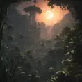 Moonrise over an epic jungle, Highly Detailed, Intricate, Cinematic Lighting, Unreal Engine, Radiant, Fantasy by Stanley Artgerm Lau