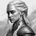 Black & White portrait of Daenerys Targaryen, Highly Detailed, Intricate, Artstation, Beautiful, Digital Painting, Sharp Focus, Concept Art, Elegant