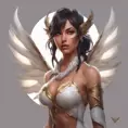 Alluring matte portrait of a beautiful Nidalee with wings, 8k, Highly Detailed, Intricate, Half Body, Realistic, Sharp Focus, Volumetric Lighting, Fantasy, Elegant by Stanley Artgerm Lau, Alphonse Mucha, WLOP