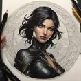 Alluring matte portrait of the beautiful Cassandra Cain in black, 8k, Highly Detailed, Intricate, Realistic, Sharp Focus, Volumetric Lighting, Fantasy, Elegant by Stanley Artgerm Lau, Alphonse Mucha, WLOP, Stefan Kostic