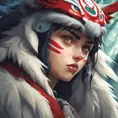 Alluring portrait of princess mononoke, 4k, 4k resolution, 8k, Hyper Detailed, Anime by Stanley Artgerm Lau, Stefan Kostic