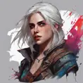 Ciri from The Witcher in Assassin's Creed style, Highly Detailed, Vibrant Colors, Ink Art, Fantasy, Dark by WLOP