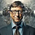 Alluring portrait of Bill Gates with a robot eye, High Definition, High Resolution, Intricate Details, Ultra Detailed, Cybernatic and Sci-Fi, Half Body, Biomechanical, Futuristic, Sci-Fi, Science Fiction, Matte Painting, Sharp Focus by Stefan Kostic