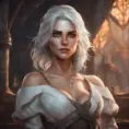 Alluring matte portrait of a beautiful Ciri in The WItcher3 style, 8k, Highly Detailed, Intricate, Half Body, Realistic, Sharp Focus, Volumetric Lighting, Fantasy, Elegant by Stanley Artgerm Lau, Alphonse Mucha, WLOP