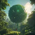 Studio ghibli, rocket explosion, jungle, solar, green technology, optimist future, 8k, Bokeh effect, Cinematic Lighting, Octane Render, Iridescence, Volumetric Lighting, Vibrant by Beeple, Asher Brown Durand, Dan Mumford, Greg Rutkowski, WLOP