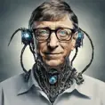 Alluring portrait of Bill Gates with a robot eye, High Definition, High Resolution, Intricate Details, Ultra Detailed, Cybernatic and Sci-Fi, Half Body, Biomechanical, Futuristic, Sci-Fi, Science Fiction, Matte Painting, Sharp Focus by Stefan Kostic