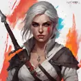 Ciri from The Witcher in Assassin's Creed style, Highly Detailed, Vibrant Colors, Ink Art, Fantasy, Dark by WLOP