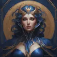 Alluring matte portrait of the beautiful Kayle in dark blue, 8k, Highly Detailed, Intricate, Realistic, Sharp Focus, Volumetric Lighting, Fantasy, Elegant by Stanley Artgerm Lau, Alphonse Mucha, WLOP, Stefan Kostic