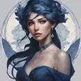 Alluring matte portrait of a beautiful A2 wearing dark blue, 8k, Highly Detailed, Intricate, Half Body, Realistic, Sharp Focus, Volumetric Lighting, Fantasy, Elegant by Stanley Artgerm Lau, Alphonse Mucha, WLOP, Stefan Kostic