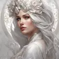 Alluring matte portrait of the beautiful Katarina in white, 8k, Highly Detailed, Intricate, Realistic, Sharp Focus, Volumetric Lighting, Fantasy, Elegant by Stanley Artgerm Lau, Alphonse Mucha, WLOP, Stefan Kostic