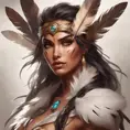 Alluring matte portrait of a beautiful Nidalee wearing feathers, 8k, Highly Detailed, Intricate, Half Body, Realistic, Sharp Focus, Volumetric Lighting, Fantasy, Elegant by Stanley Artgerm Lau, Alphonse Mucha, WLOP