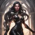 Alluring matte portrait of a fierce beautiful Irelia in black, 8k, Highly Detailed, Intricate, Half Body, Realistic, Sharp Focus, Volumetric Lighting, Fantasy, Elegant by Stanley Artgerm Lau, WLOP, Stefan Kostic