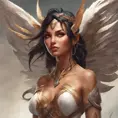 Alluring matte portrait of a beautiful Nidalee with wings, 8k, Highly Detailed, Intricate, Half Body, Realistic, Sharp Focus, Volumetric Lighting, Fantasy, Elegant by Stanley Artgerm Lau, Alphonse Mucha, WLOP