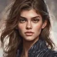 Anime portrait of Kaia Gerber, Highly Detailed, Intricate, Artstation, Beautiful, Digital Painting, Sharp Focus, Concept Art, Elegant