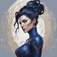 Alluring matte portrait of a beautiful Vayne in dark blue, 8k, Highly Detailed, Intricate, Half Body, Realistic, Sharp Focus, Volumetric Lighting, Fantasy, Elegant by Stanley Artgerm Lau, Alphonse Mucha, WLOP, Stefan Kostic